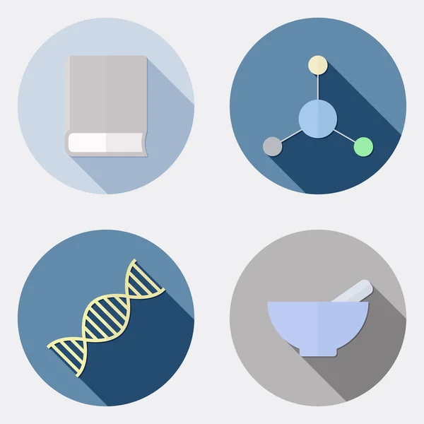 Iconos de investigación científica de diseño plano con sombra larga 2 Gráficos vectoriales