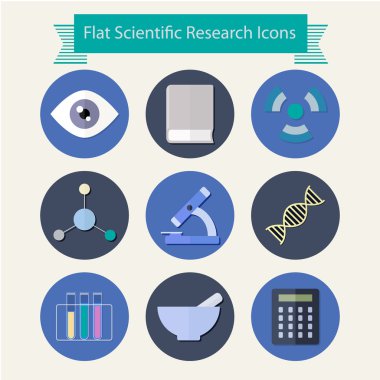 Düz tasarım bilimsel araştırma simgeler