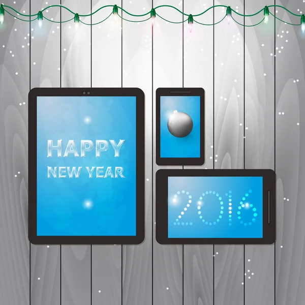 Tablety ilustrace pro šťastný nový rok 2016 — Stockový vektor