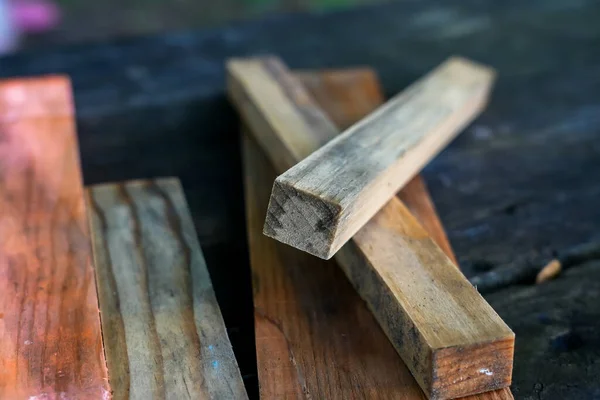 Blocchi Legno Bagnato Primo Piano Sfondo Sul Tavolo — Foto Stock