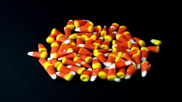 Halloween Corn Candy Missing Black Background Time Lapse — Stock Video