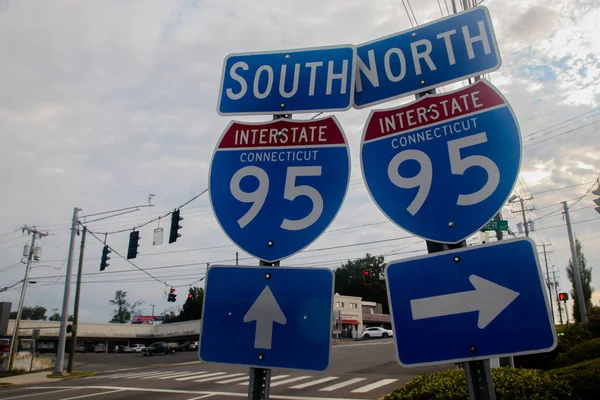 Norwalk Usa September 2021 Interstate Road Signon Post Road Connecticut — Stockfoto