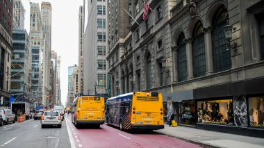 NEW YORK, NY, USA- JANUARY 10, 2024: Traffic near Roosevelt Hotel in Manhattan located at Madison Avenue between  45 East 45th Street