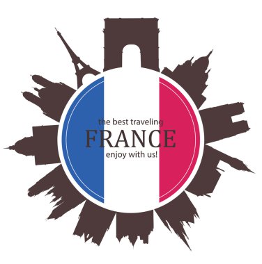 Fransa. Fransız mimarisinin siluet siyah.