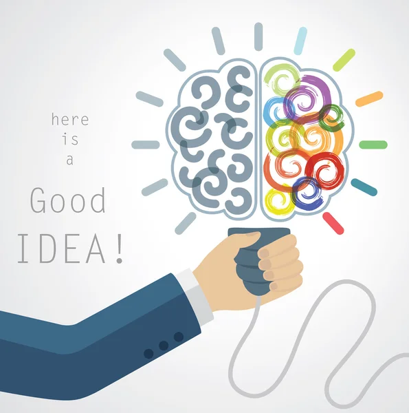 Creatieve hersenen idee. Conceptuele achtergrond voor de Business en studie. — Stockvector