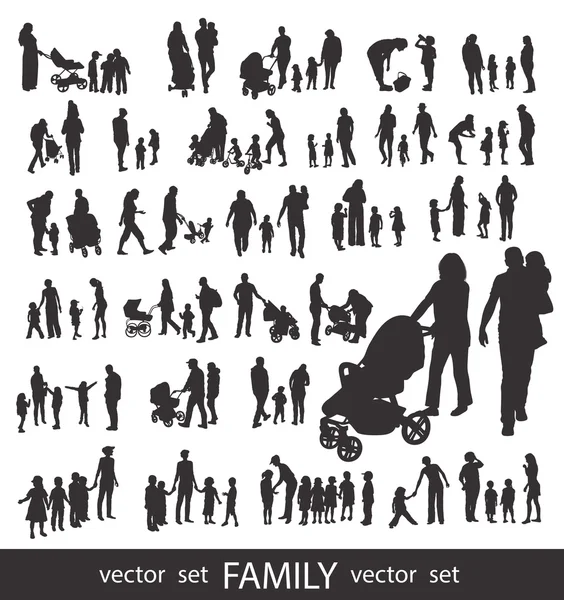 People Silhouettes isolated on white. — Stock Vector