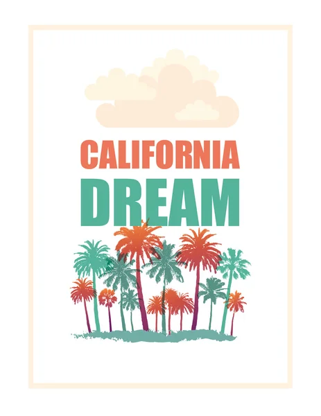 Egzotikus utazási Palms elszigetelt fehér háttér. California álom Banner. — Stock Vector