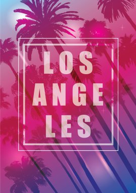 Los Angeles, Kaliforniya için Palm Trees ile Egzotik Seyahat Arka Plan. 