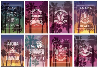 Palmiye Ağaçları ile Egzotik Seyahat Arka Planlar.