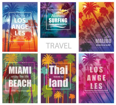 Palmiye Ağaçları ile Egzotik Seyahat Arka Planlar . 