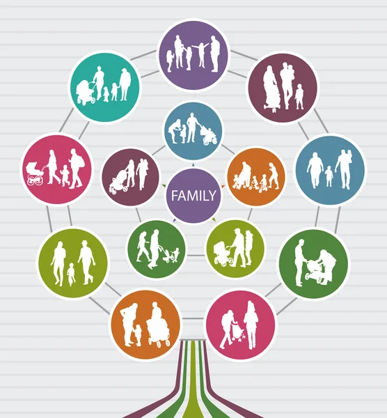 Conceptual Family Background with vector Silhouettes. — Stock Vector