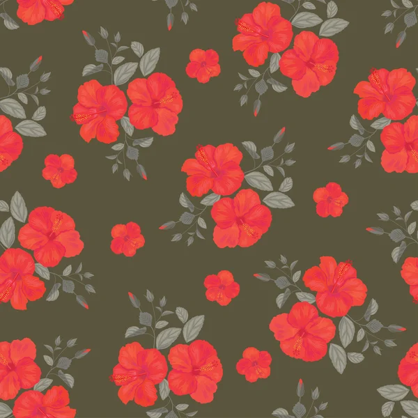 Beautiful Flower Seamless Pattern with Hibiscus. — Stock Vector