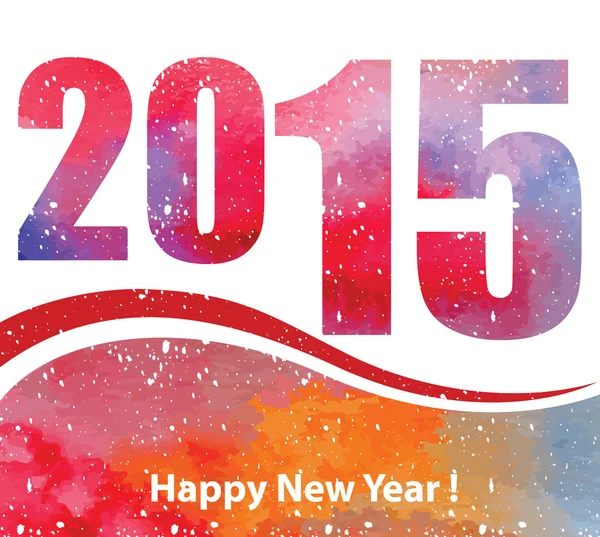 Buon anno 2015. Design creativo sfondo con effetto acquerello . — Vettoriale Stock