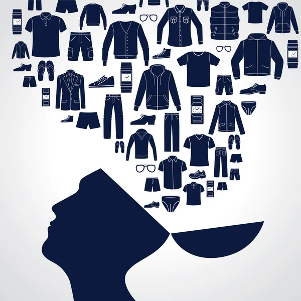 Men's fashion background. Set of Clothing icons. — Stock Vector