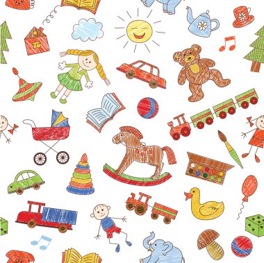 Colorful seamless pattern, childish doodles. Vector background. clipart