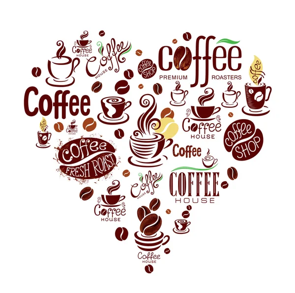 Konzeptioneller Hintergrund mit Kaffee-Design-Elementen. — Stockvektor