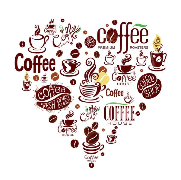 Fondo conceptual con elementos de diseño de café . — Vector de stock