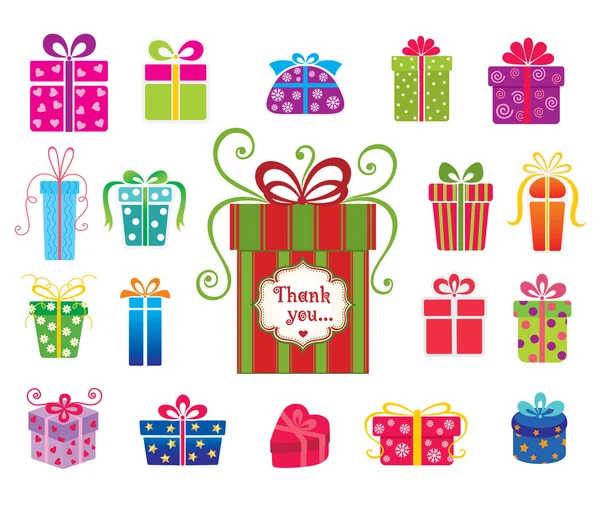 Conjunto de coloridas cajas de regalo vector  . — Vector de stock