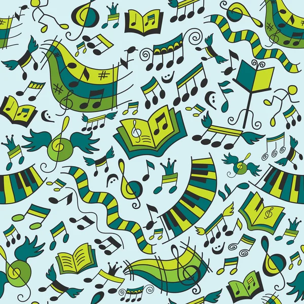 Musikalische nahtlose Muster mit Doodles Design-Elemente. — Stockvektor