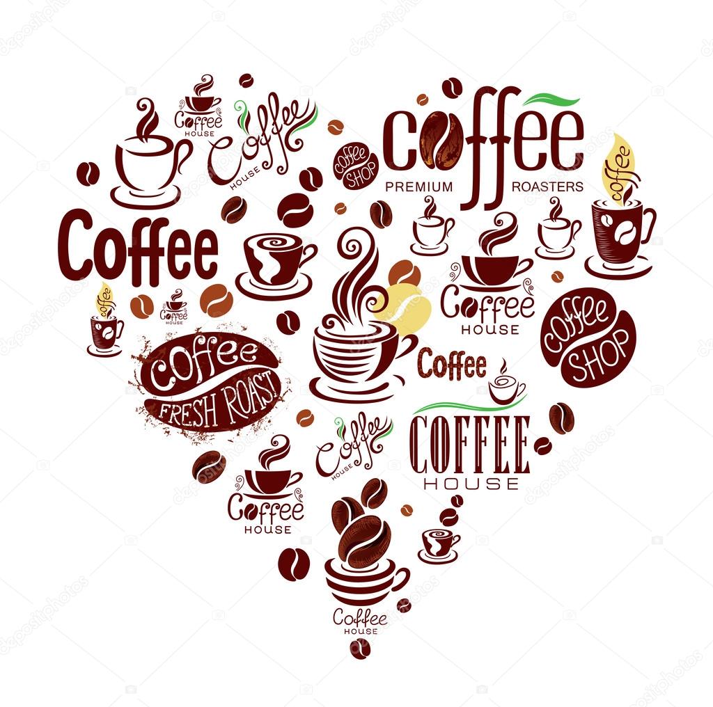 Conceptual background with coffee design elements.
