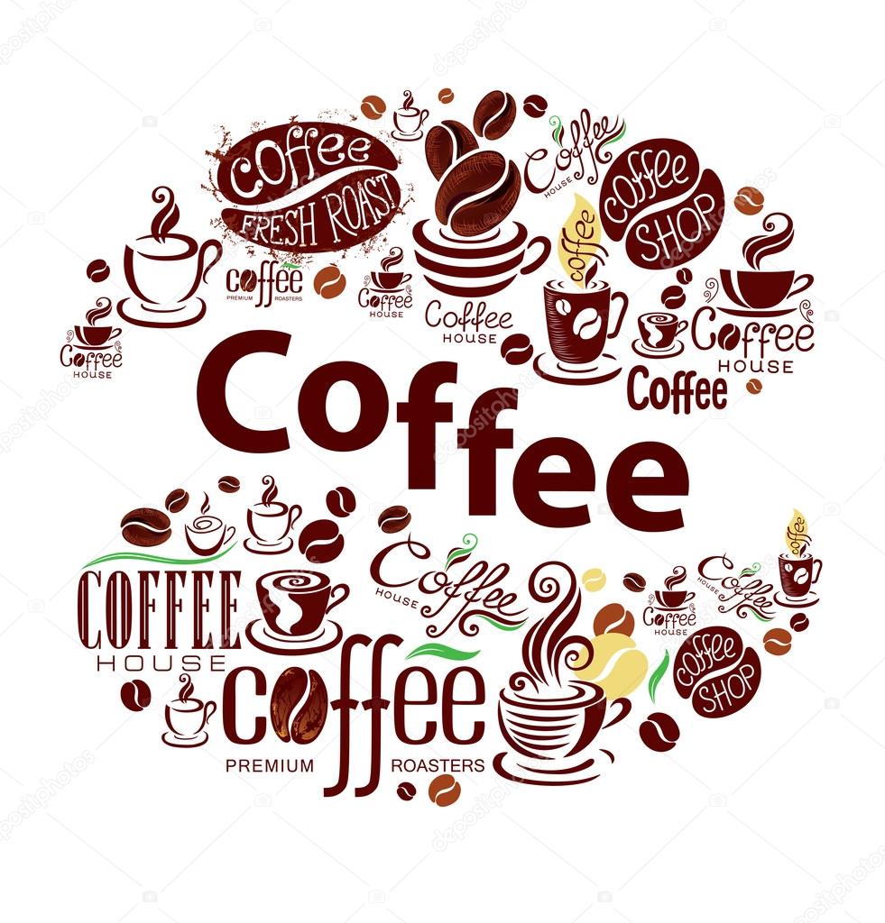 Coffee design elements in vintage style. Conceptual background.