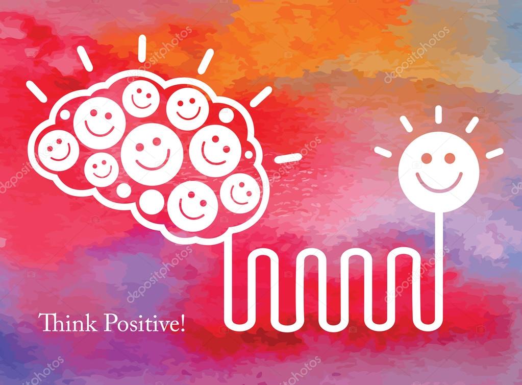 Positive thinking. Business concept. Vector watercolor background.