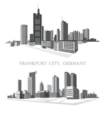 Frankfurt şehir. Kentsel panorama.