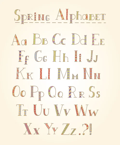 Alphabet vectoriel de dessin à la main avec motif . — Image vectorielle
