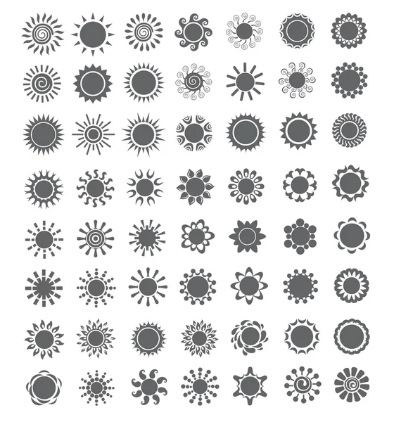 Set di sole decorativo. Logo ed elementi di design . — Vettoriale Stock
