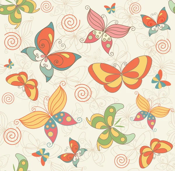 Bezešvé pozadí letní s motýly pro textilie, textilní, tapety a dekorace. — Stockový vektor
