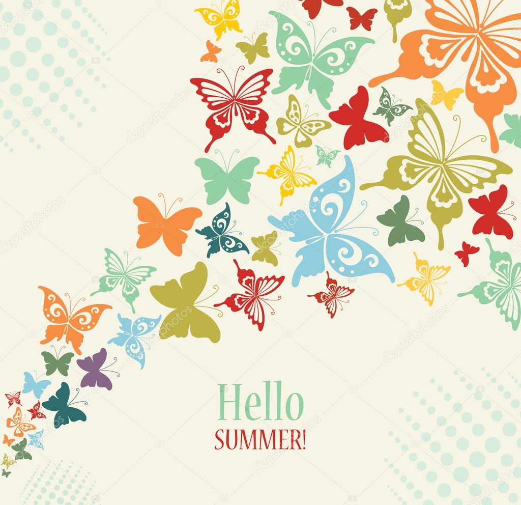 Decorative Vintage Background with Butterflies.