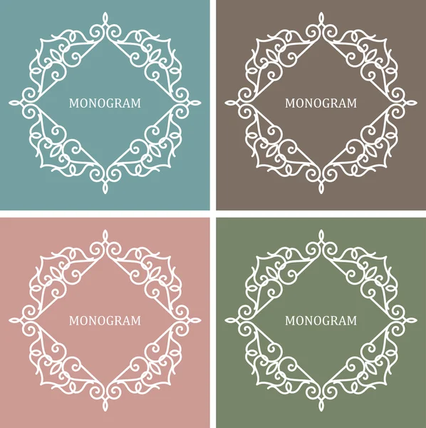 Monogram Design Frame. Art regellabel met kopie ruimte voor tekst. — Stockvector