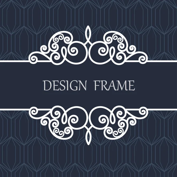 Decorative Line Label with Ornament. Vintage Frame for Wedding, Invitation, Monogram, Vignette. — Stock Vector