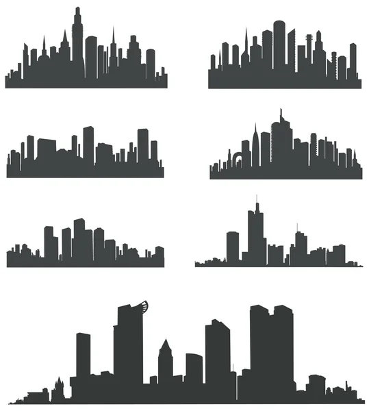 Modern City Panorama with Skyscraper . Buildings Silhouette. — Stock Vector