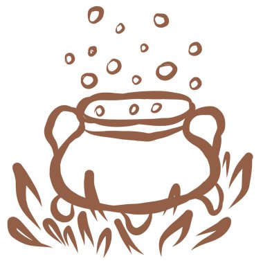 Kabaran Kazanın Çizgi Sanatı İllüstrasyonu. El Çizimi Karalama.