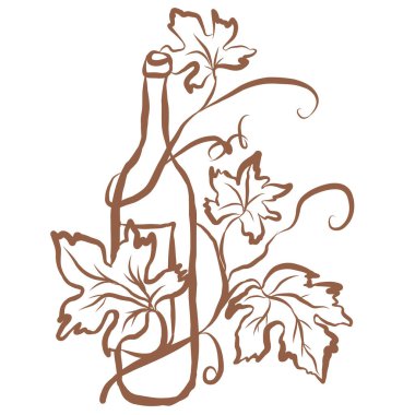 Şarap Resimlerinin Çizgi Sanatı. El Çizimi Karalama.