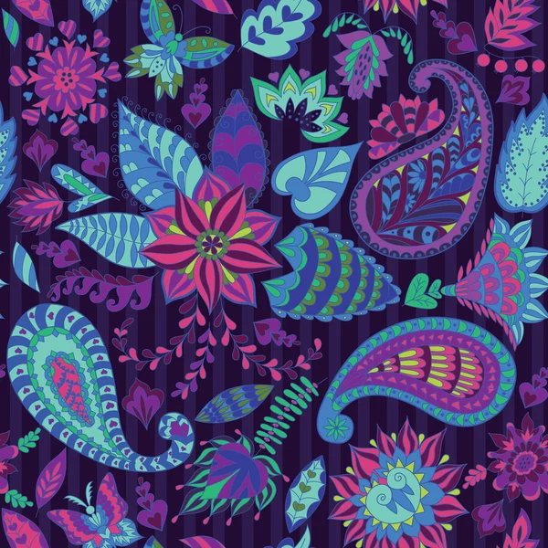 Patrón floral sin costura colorido con Paisley para la tela y la decoración . — Vector de stock