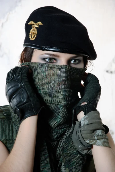 Retrato de chica militar — Foto de Stock