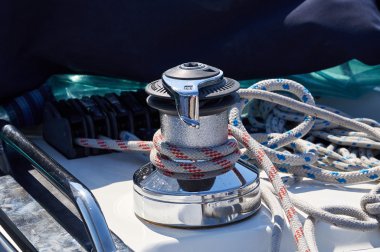 rigging on board the yacht at sea clipart