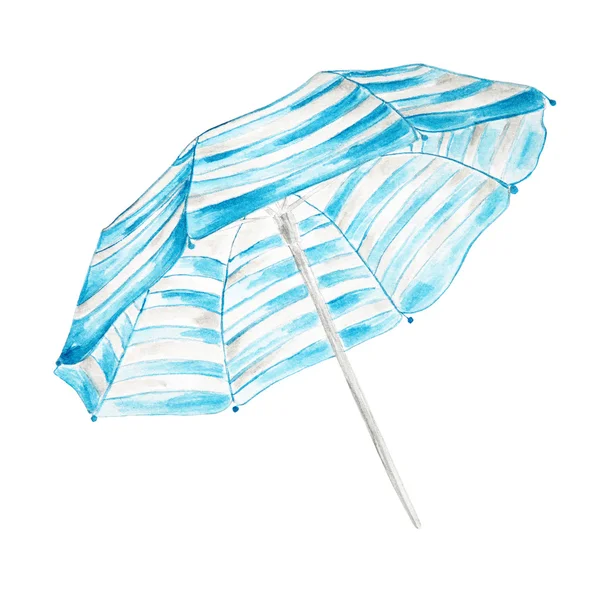 Hand drawn watercolor beach umbrella  isolated on white backgrou — Stock Photo, Image