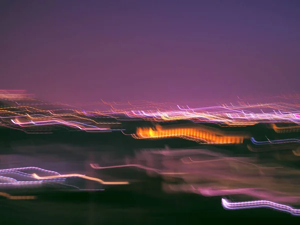 Bulanık Hareketli Şehir Işığı Arka Planı Bokeh Odaklı Olmayan Işıklarla — Stok fotoğraf