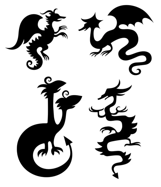 Conjunto de dragões — Vetor de Stock