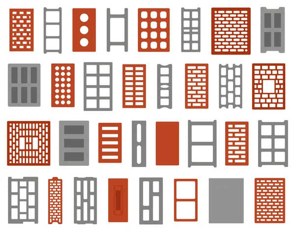 Ensemble de différentes briques d'argile et de béton — Image vectorielle