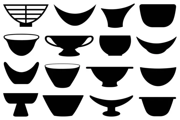 白地に隔絶した茶碗のコレクション — ストックベクタ