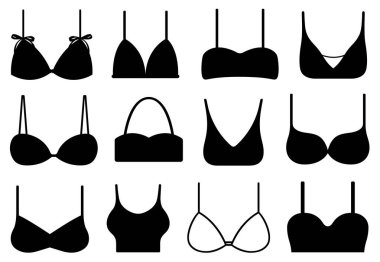 Beyazda izole edilmiş farklı sütyen koleksiyonu