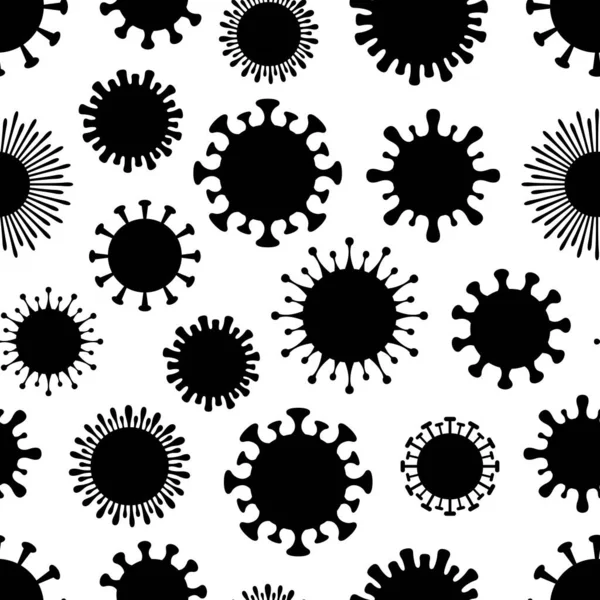 Illustration Sans Couture Cellules Coronavirus Isolées Sur Blanc — Image vectorielle