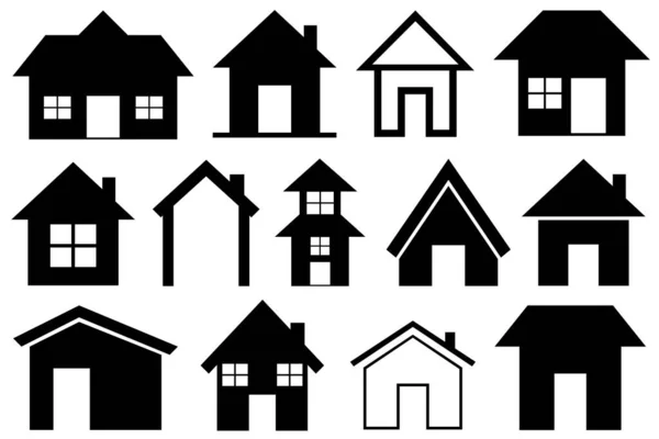 Illustration Different Houses Isolated White — Stock Vector