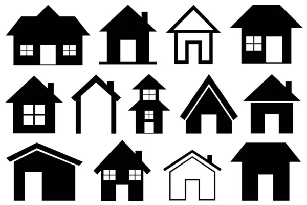 Illustration Verschiedener Häuser Isoliert Auf Weiß Vektorgrafiken