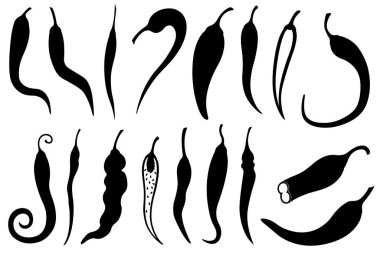 Beyaz üzerine izole edilmiş farklı kırmızı biber koleksiyonu