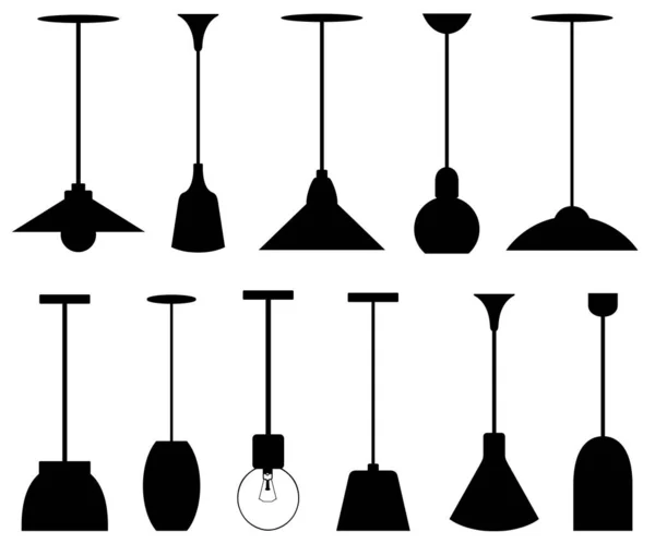 Ilustración Diferentes Lámparas Colgantes Aisladas Blanco — Vector de stock